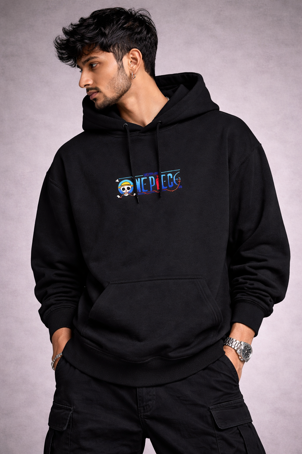 One Piece Pirate Logo Oversized Hoodie – Anime Streetwear