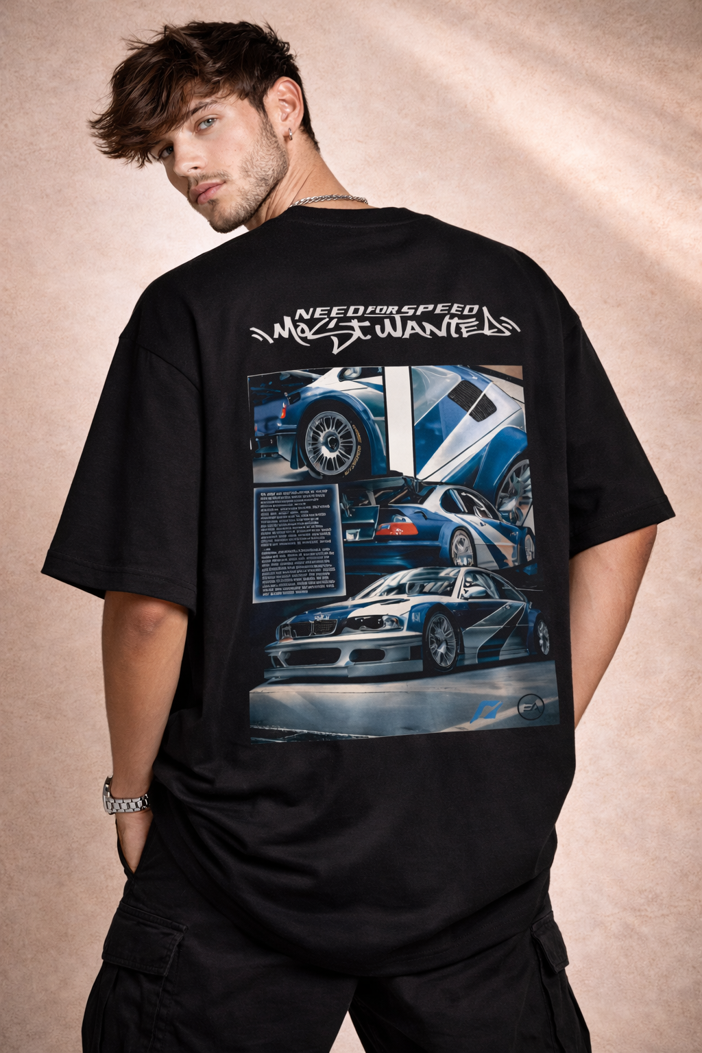 Midnight Racer “Most Wanted” Oversized T-Shirt – Premium Streetwear Car Graphic Tee