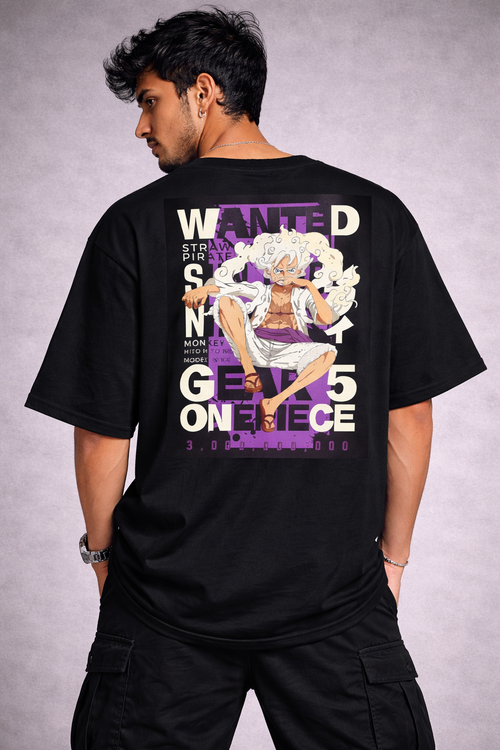 Gear 5 Luffy Wanted Poster Oversized T-Shirt – Ultimate Anime Streetwear