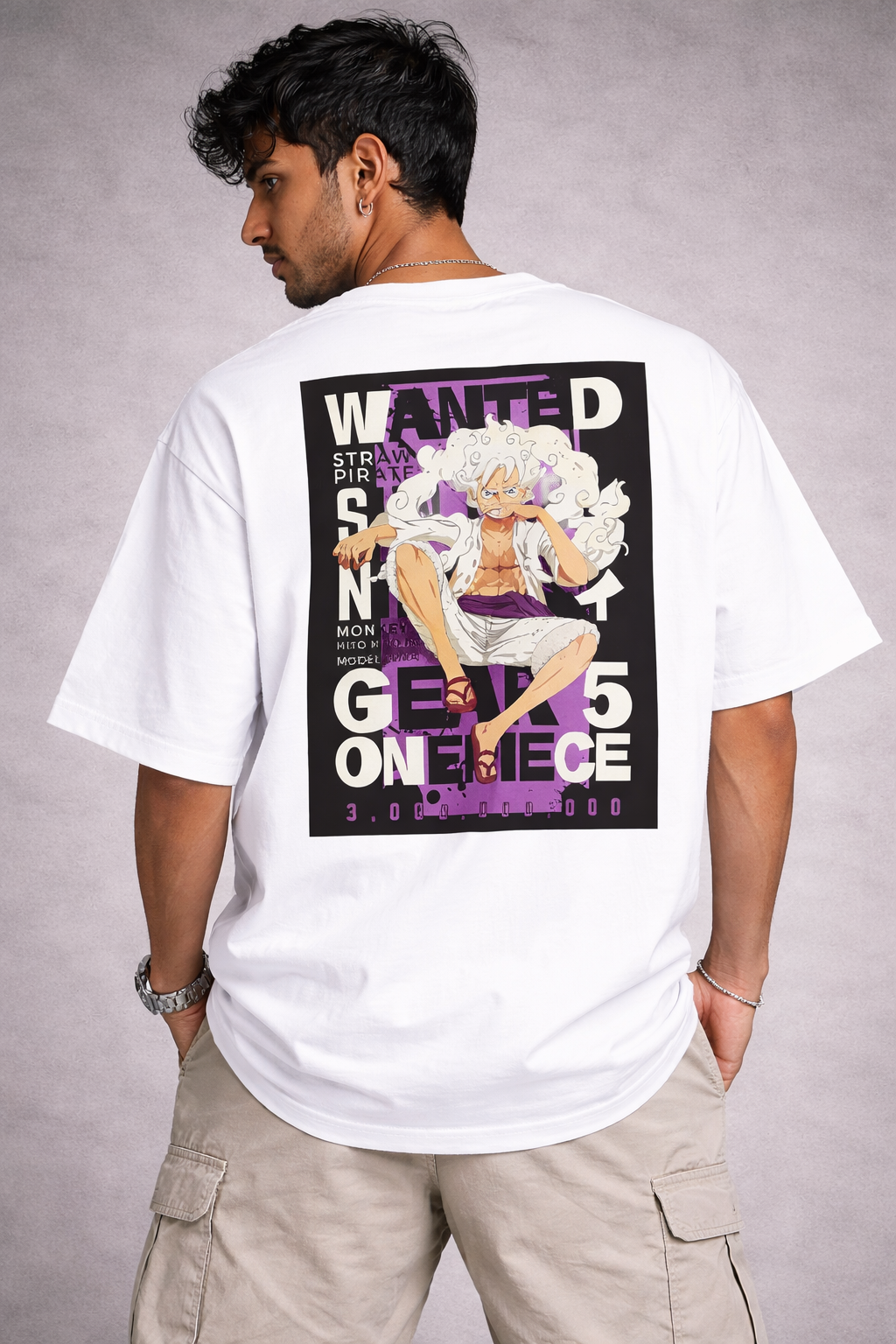 Gear 5 Luffy Wanted Poster Oversized T-Shirt – Ultimate Anime Streetwear