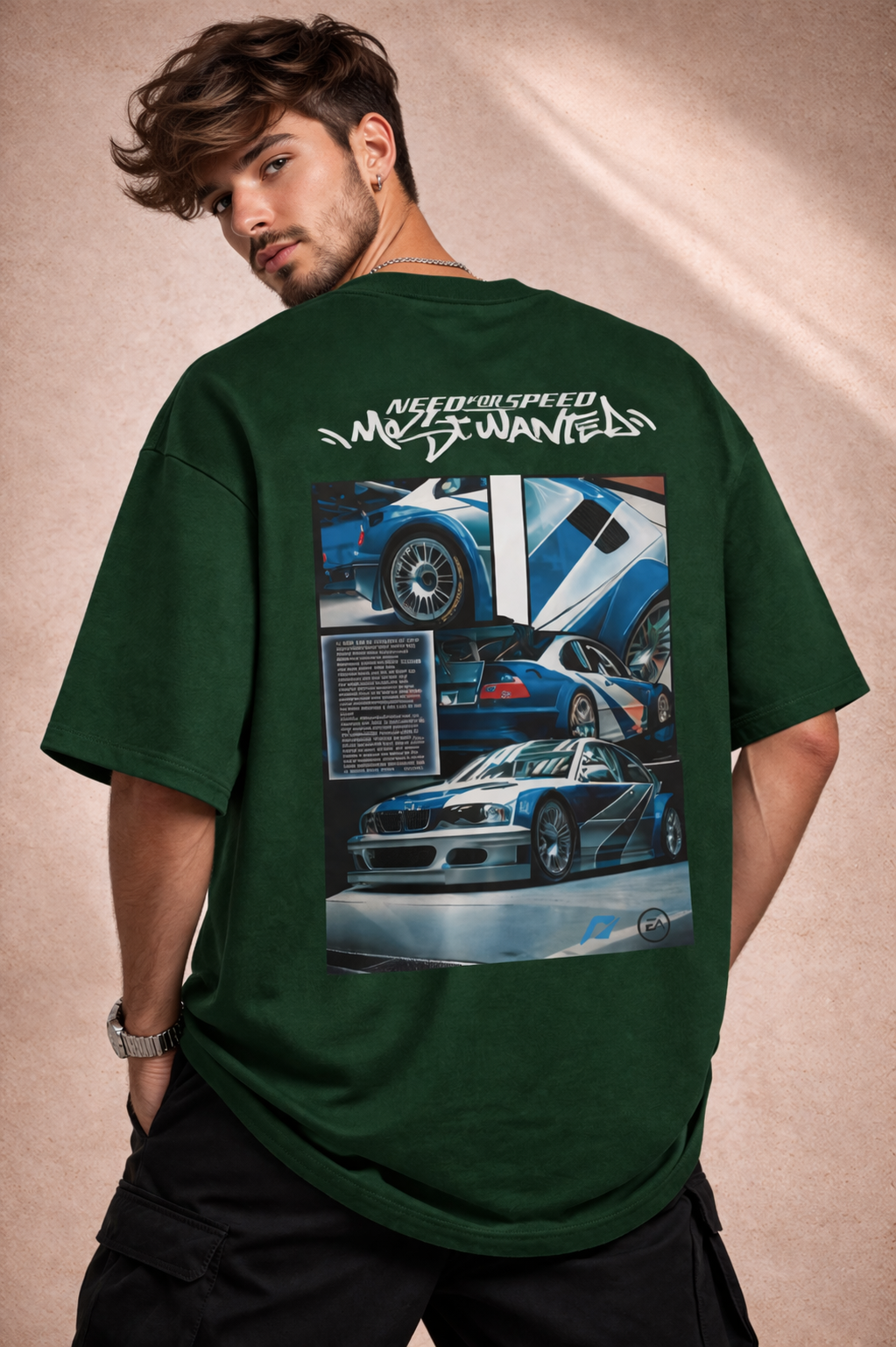 Midnight Racer “Most Wanted” Oversized T-Shirt – Premium Streetwear Car Graphic Tee